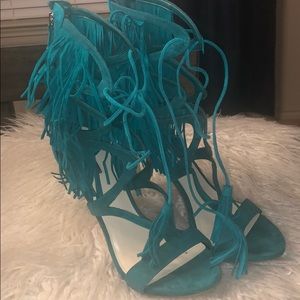 Green suede Guess heels